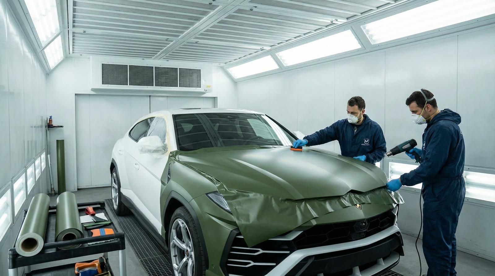 91改装视频-军绿色车身贴膜